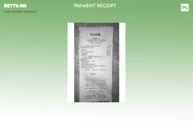 Модерен стил шаблон за потврда за плаќање во продавницата USA Marshalls